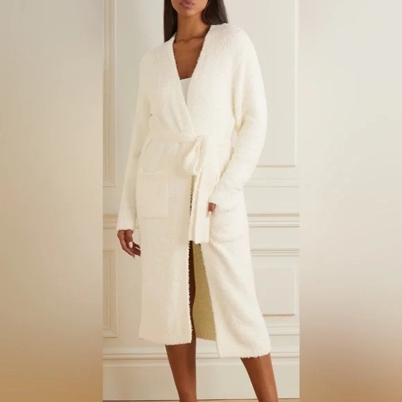 SKIMS Cozy Knit Bone Women's Robe - Picture 2 of 7